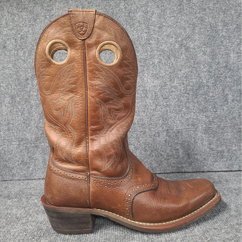ARIAT Roughstock Brown Bullhide Leather Square Mens Cowboy Boots #10002227 8 EE